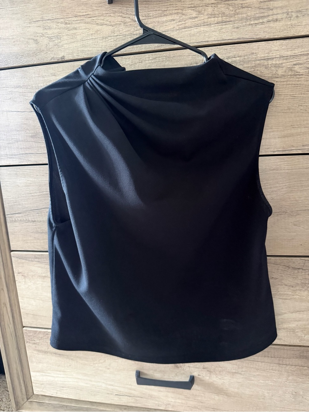 Zara Black Sleeveless Draped Mock Neck Tank Top - Women